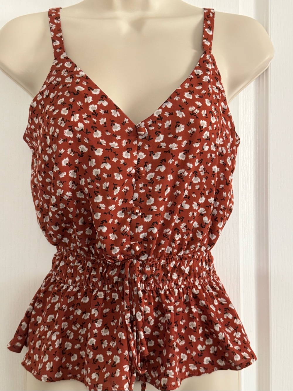 Sienna Sky Rust Floral Print Cami with White Accents